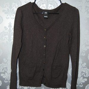 H&M Women's Button Down  Cardigan S Chocolate Brown Cotton/nylon